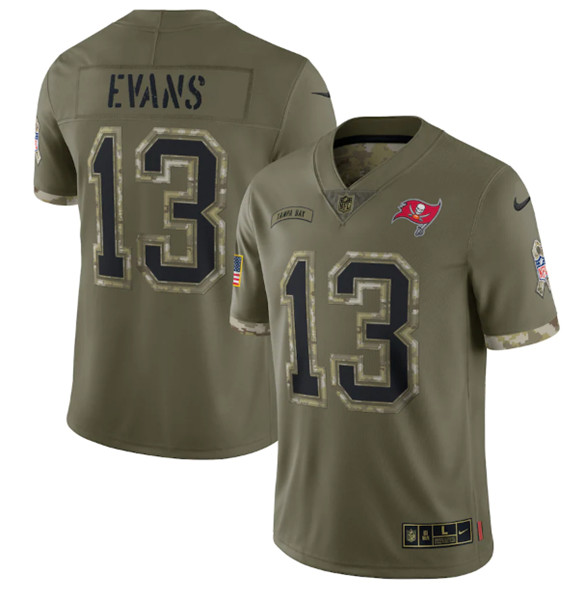 Men's Tampa Bay Buccaneers #13 Mike Evans 2022 Olive Salute To Service Limited Stitched Jersey